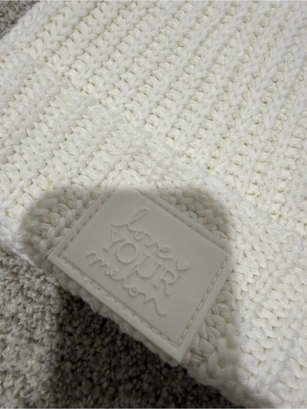 Love Your Melon Cream/White Pom-Pom Knit Beanie